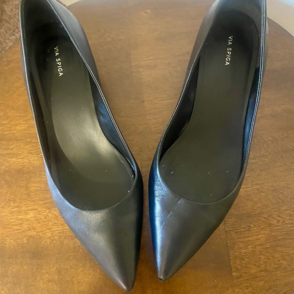 Via Spiga Italian Leather Block Heal Pumps